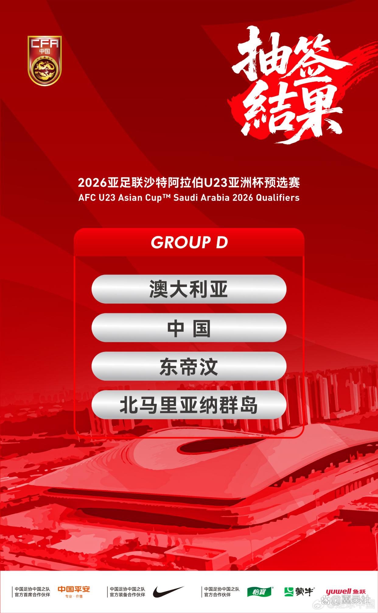2026亚足联U23亚洲杯预选赛D组将在西安进行