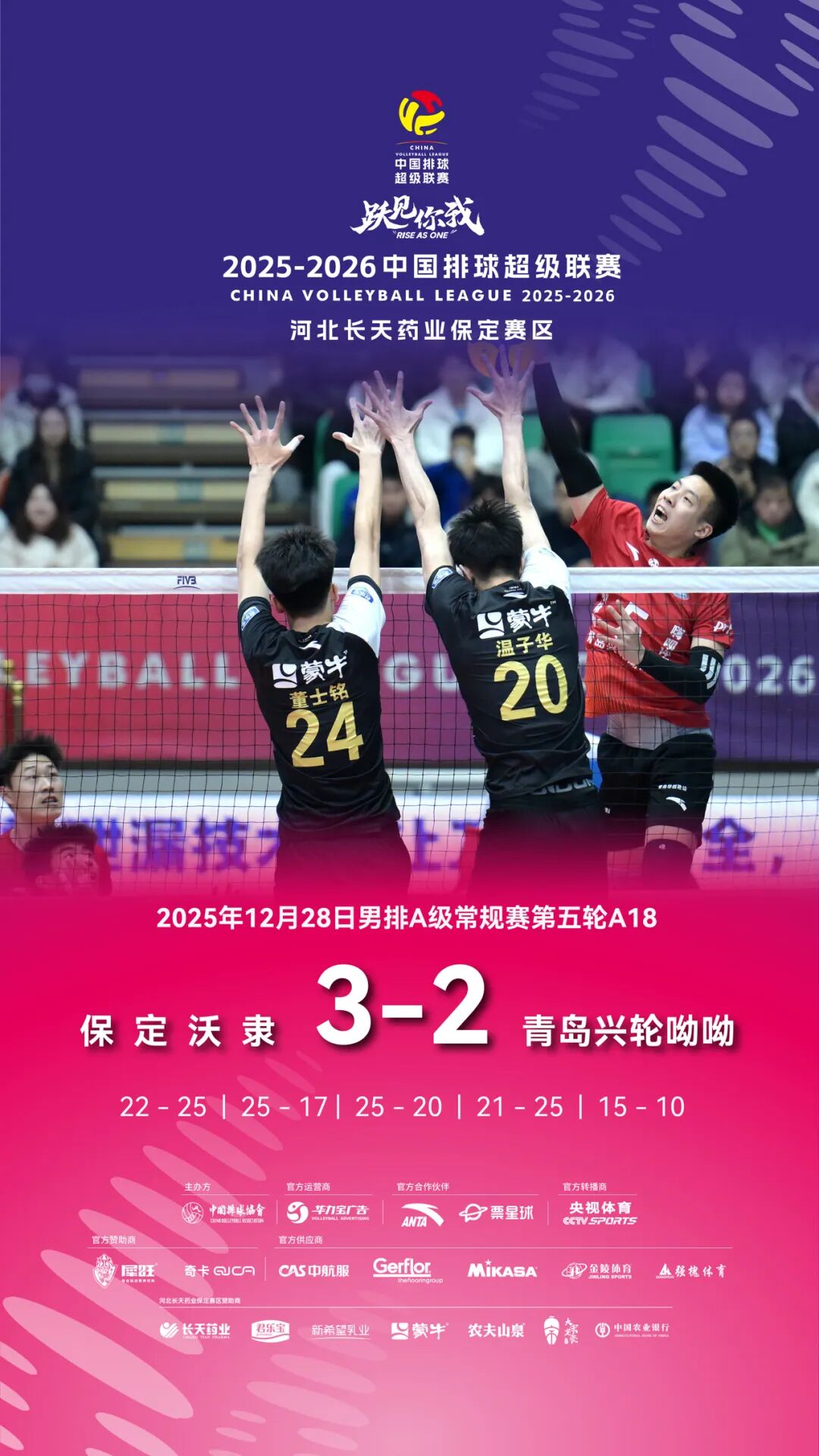 客场奏凯！保定沃隶男排五局鏖战击败青岛兴轮呦呦男排